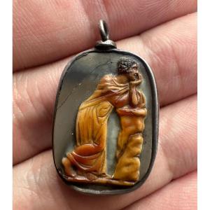 A Renaissance Agate Cameo Set In A Silver Pendant. The Muse Polyhymnia