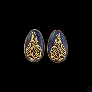 Ilias Lalaounis. A Pair Of Gold And Sodalite Earrings.