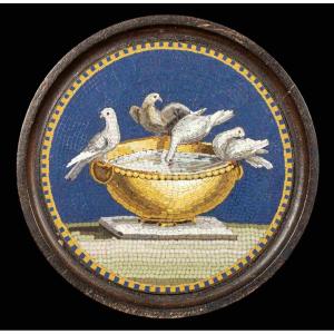 Giacomo Raffaelli, Attributed (1753-1836). A Grand Tour Micromosaic Panel — The Doves Of Pliny