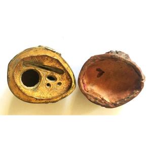 Large Walnut Inkwell And Pomponne From The 18th Century.