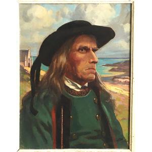Portrait Of Breton Mid 20th Signed Luc Bris