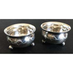 Imperial Russia, Pair Of Silver Salt Cellars 