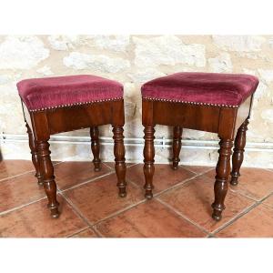 Pair Of Restoration Period Mahogany Stools 