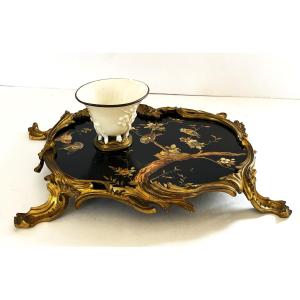 The Crystal Staircase, Lacquer Inkwell, Kangxi Porcelain And Gilt Bronze. Signed
