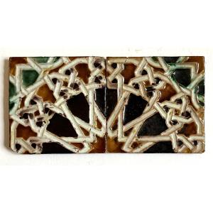 Two Cuenca Y Arista 16th Century Hispano-moorish Tiles, Azulejos