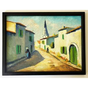 Louis Suire 1899/1987, Ile De Ré, Rue De Ars En Ré, Oil On Cardboard.