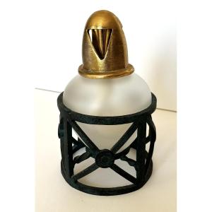 Lampe Berger In Patinated Bronze Metal And Glass, Numbered 214/1000