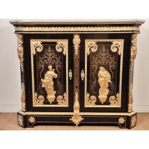 Sideboard With Support Height In Boulle Marquetry Stamped Befort Jeune Napoleon III