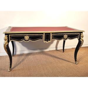 Large Napoleon III Period Regency Blackened Wood Desk