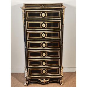 Napoleon III Period Brass Marquetry Secretary Signed Vervelle