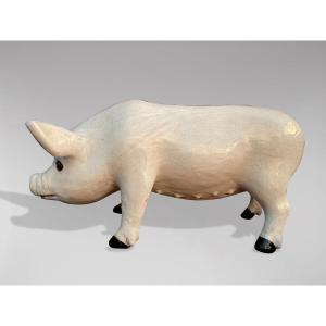 Ceramic Pig Sculpture From Bavent In Normandy