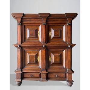 Impressive 17th Century Dutch Walnut On Solid Oak Cupboard