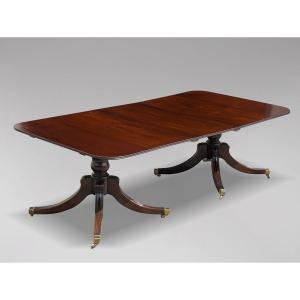 19th Century Georgian Period Mahogany Twin Pedestal Dining Table