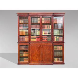 Large 19th Century Mahogany Breakfront Library Bookcase