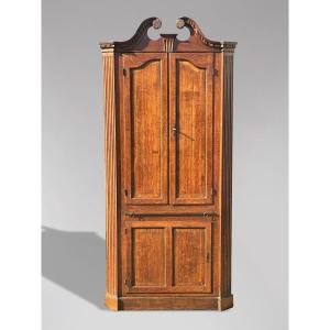 18th Century George III Period Oak Standing Corner Cupboard