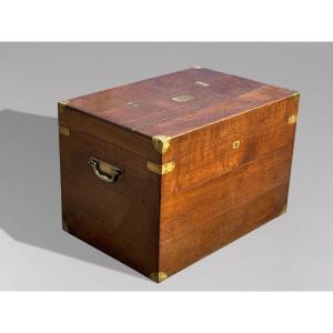 19th Century Victorian Period Oak & Brass Traveling Trunk