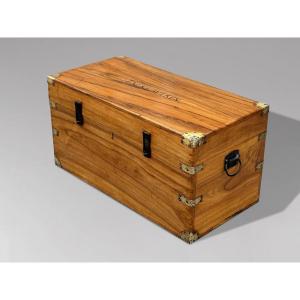 19th Century Camphor Wood Traveling Campaign Trunk