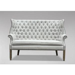 20th Century Upholstered High Wing Back Settee