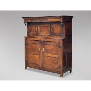 18th Century English Elm Court Cupboard