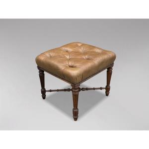 Early 19th Century Regency Period Rosewood Leather Stool