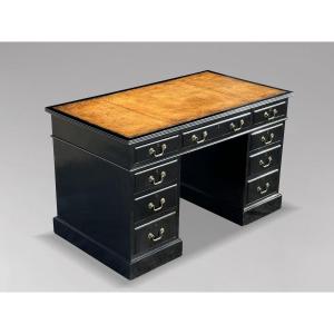 19th Century Ebonized Pedestal Desk