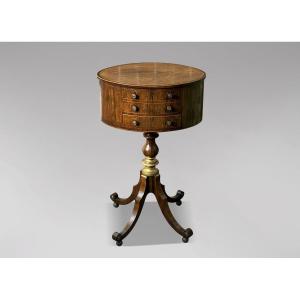 Early 19th Century Regency Period Rosewood & Inlay Revolving Work Table