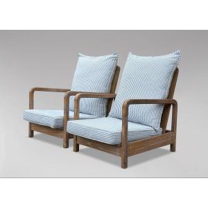Pair Of Reclining Garden Armchairs In The Manner Of Liberty & Co