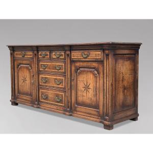 Early 19th Century Georgian Oak & Burr Elm Inlay Dresser Base