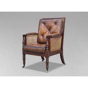 Early 19th Century George IV Period Mahogany Caned Library Bergère