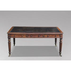 18th Century George III Period Mahogany Writing Table Stamped By W.priest