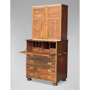 19th Century Military Campaign Cabinet On Secretary Chest