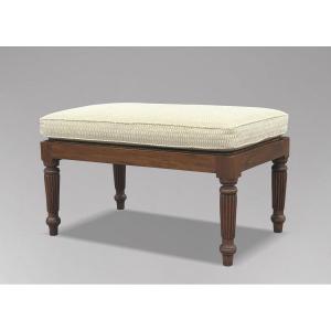 19th Century British Colonial Teak & Woven Rattan Stool