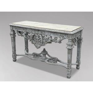 Louis XIV Style Carved Painted Console Table