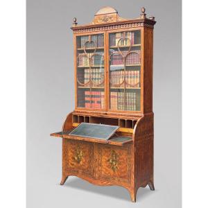 18th Century George III Sheraton Period Satinwood & Inlay Desk Bokkcase