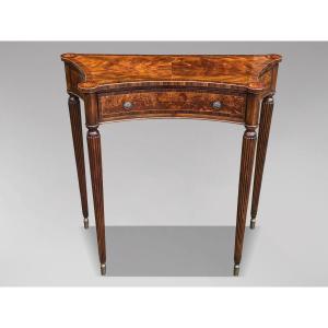 1980's Quality Walnut Inlaid Console Table By Brights Of Nettlebed