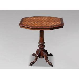 19th Century Victorian Period Walnut Parquetry Tilt-top Table