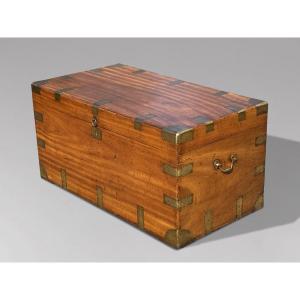 Large 19th Century Camphor Wood Brass Bound Travelling Trunk
