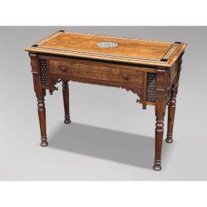 19th Century Aesthetic Movement Moorish Walnut & Inlay Table