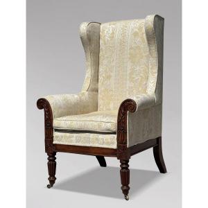 19th Century William IV Period Mahogany High Back Wing Armchair