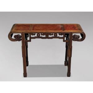 Late 19th Century Chinese Hongmu & Amboyna Altar Table