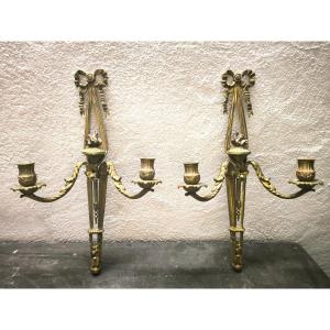 Pair Of Louis XVI Style Wall Sconces Candlesticks