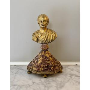 Gilded Bronze Bust, Italy 17th Century
