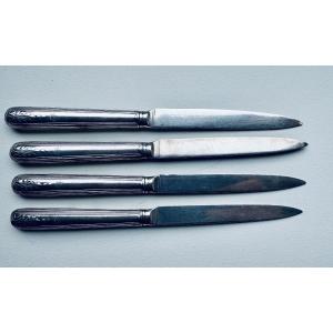 Set Of 4 Silver Dessert Knives, Paris Jurisdiction 1777