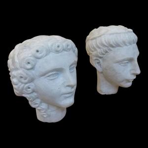 Pair Of 20th Century Marble Busts