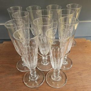12 Crystal Champagne Flutes, Clermont Model