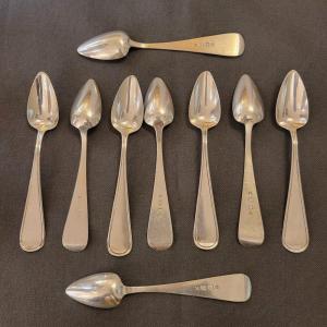 9 Small Solid Silver Spoons 