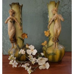 Art Nouveau Nymph Vases