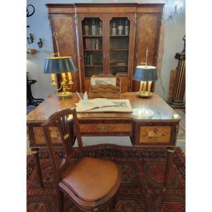 Louis XVI Style Desk And Bookcase Set