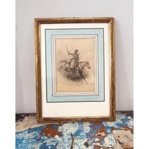Antique Drawing - Oriental Cossack