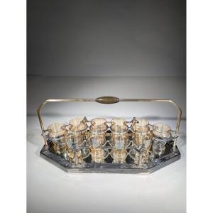 Art Nouveau Liqueur Glass Tray